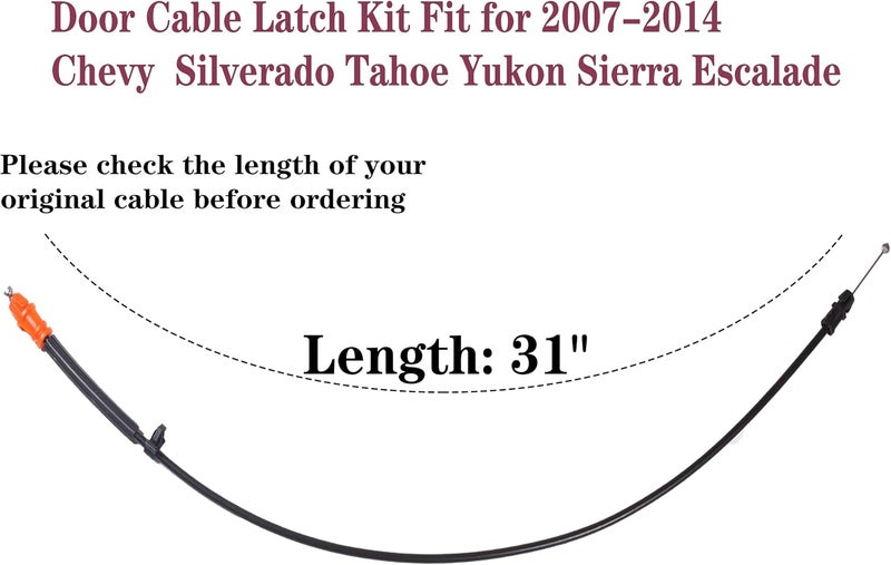 BEONEO 924-367 31" Door Latch Cable For Chevy Silverado Tahoe Yukon Sierra Escalade,Door Handle Latch Release Cable 2007 2008 20092010 2011 2012 2013 2014 22862026, 22862027,15896624 - Image 2